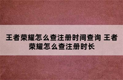 王者荣耀怎么查注册时间查询 王者荣耀怎么查注册时长